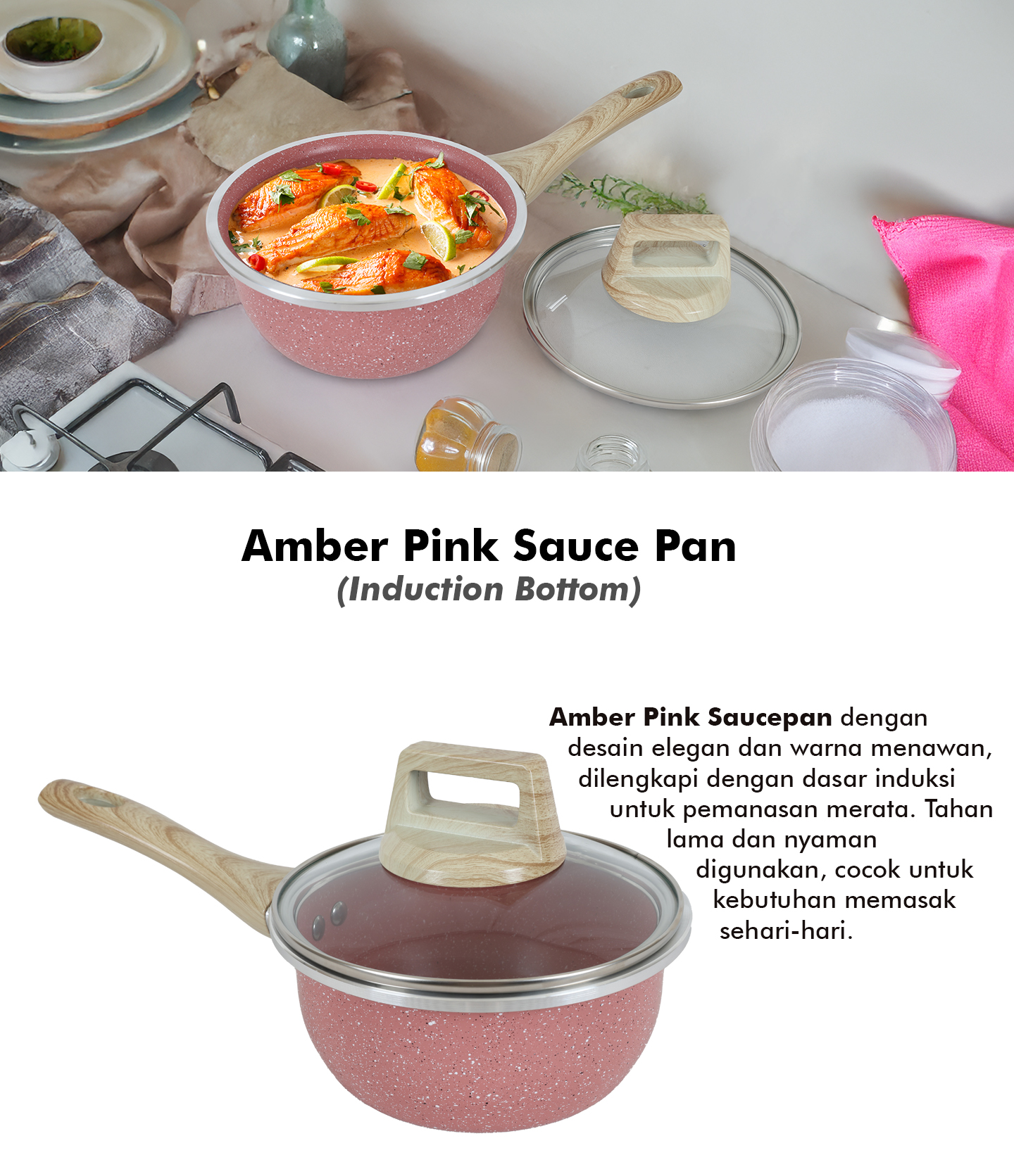 Amber Pink Saucepan